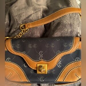 Charriol leather and cloth designer shoulder bag
